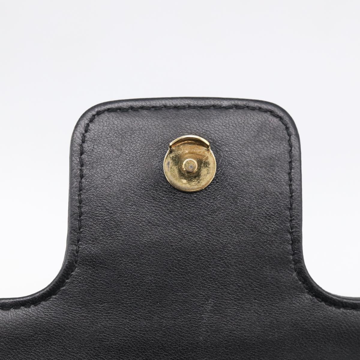 PRADA Gathered Chain Shoulder Bag Leather Black Gold Tone Auth 210874V