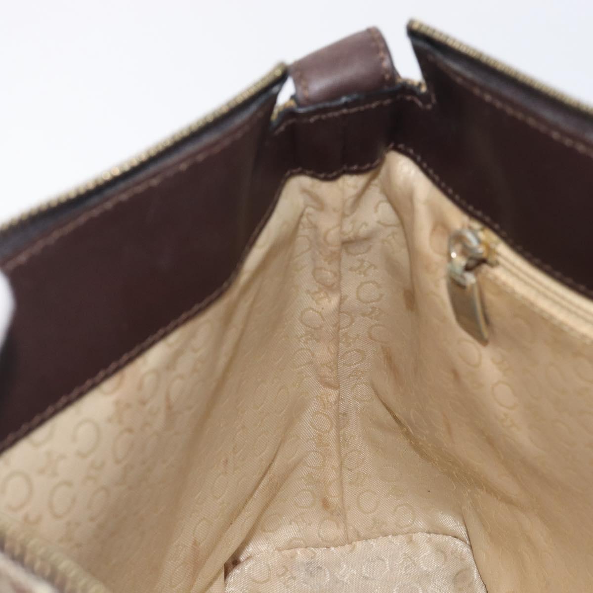 CELINE C Macadam Canvas Shoulder Bag Beige Gold Auth 210876