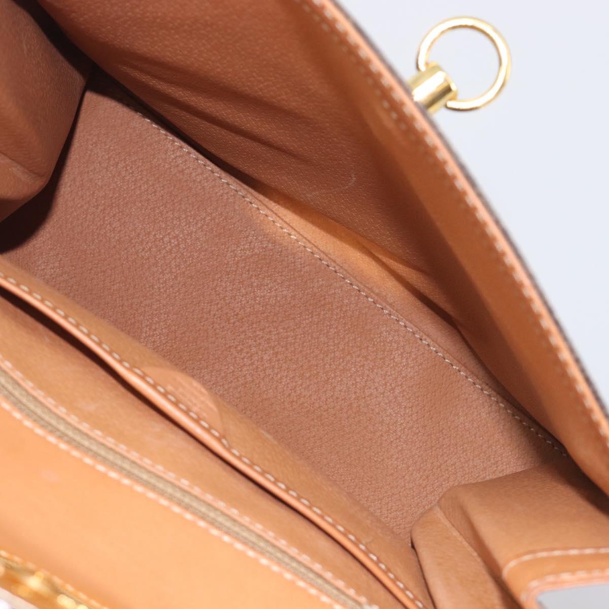 CELINE Macadam Canvas Hand Bag PVC Leather Brown Gold Auth 210885V