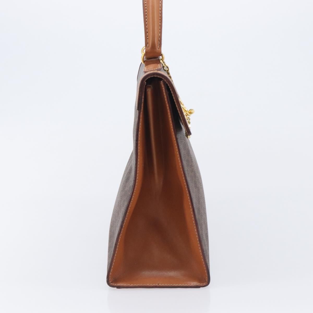 CELINE Macadam Canvas Hand Bag PVC Leather Brown Gold Auth 210885V