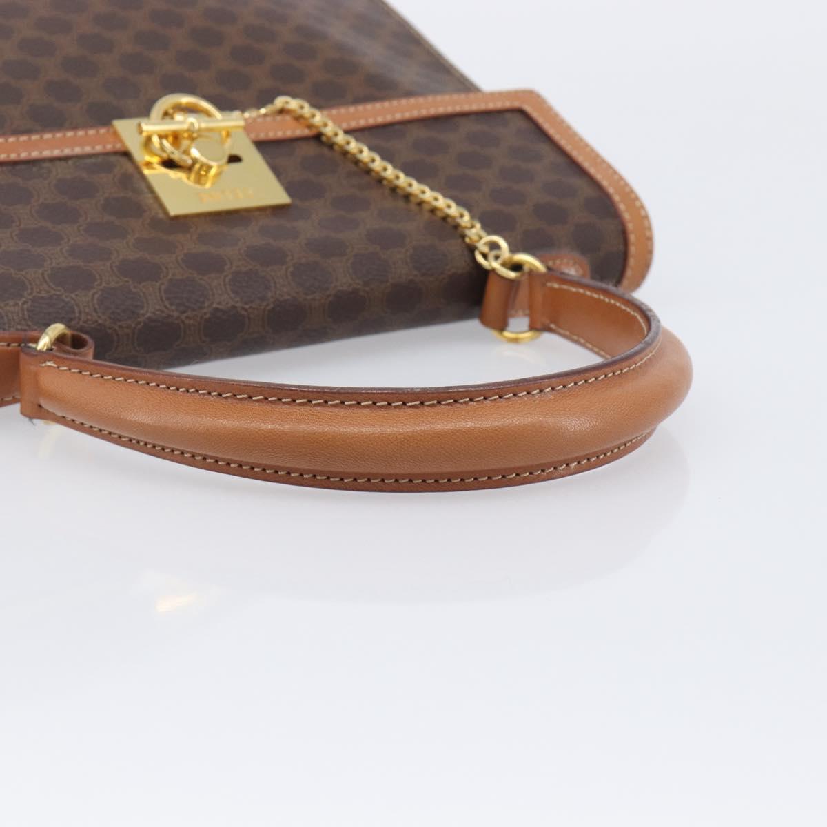 CELINE Macadam Canvas Hand Bag PVC Leather Brown Gold Auth 210885V