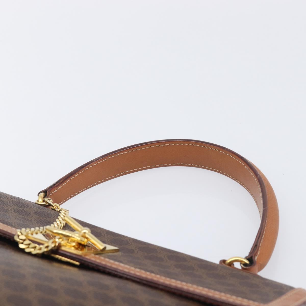 CELINE Macadam Canvas Hand Bag PVC Leather Brown Gold Auth 210885V