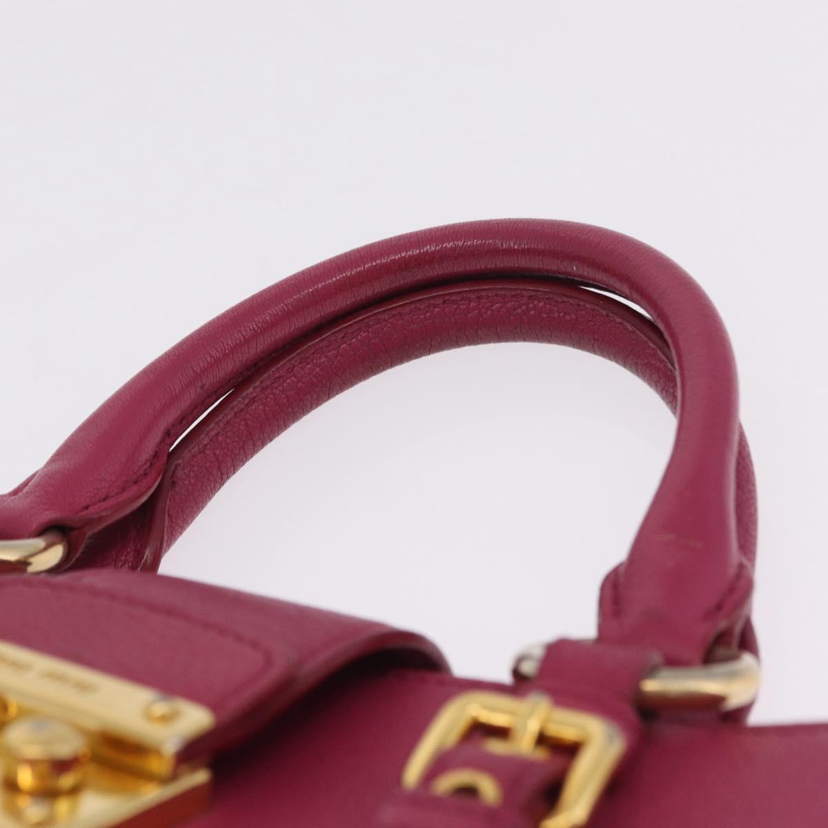 Miu Miu Madras Hand Bag Leather 2way Pink Gold Auth 210886A