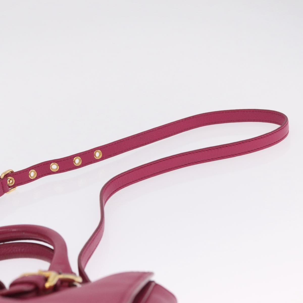 Miu Miu Madras Hand Bag Leather 2way Pink Gold Auth 210886A