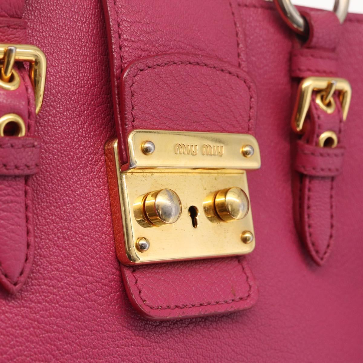 Miu Miu Madras Hand Bag Leather 2way Pink Gold Auth 210886A