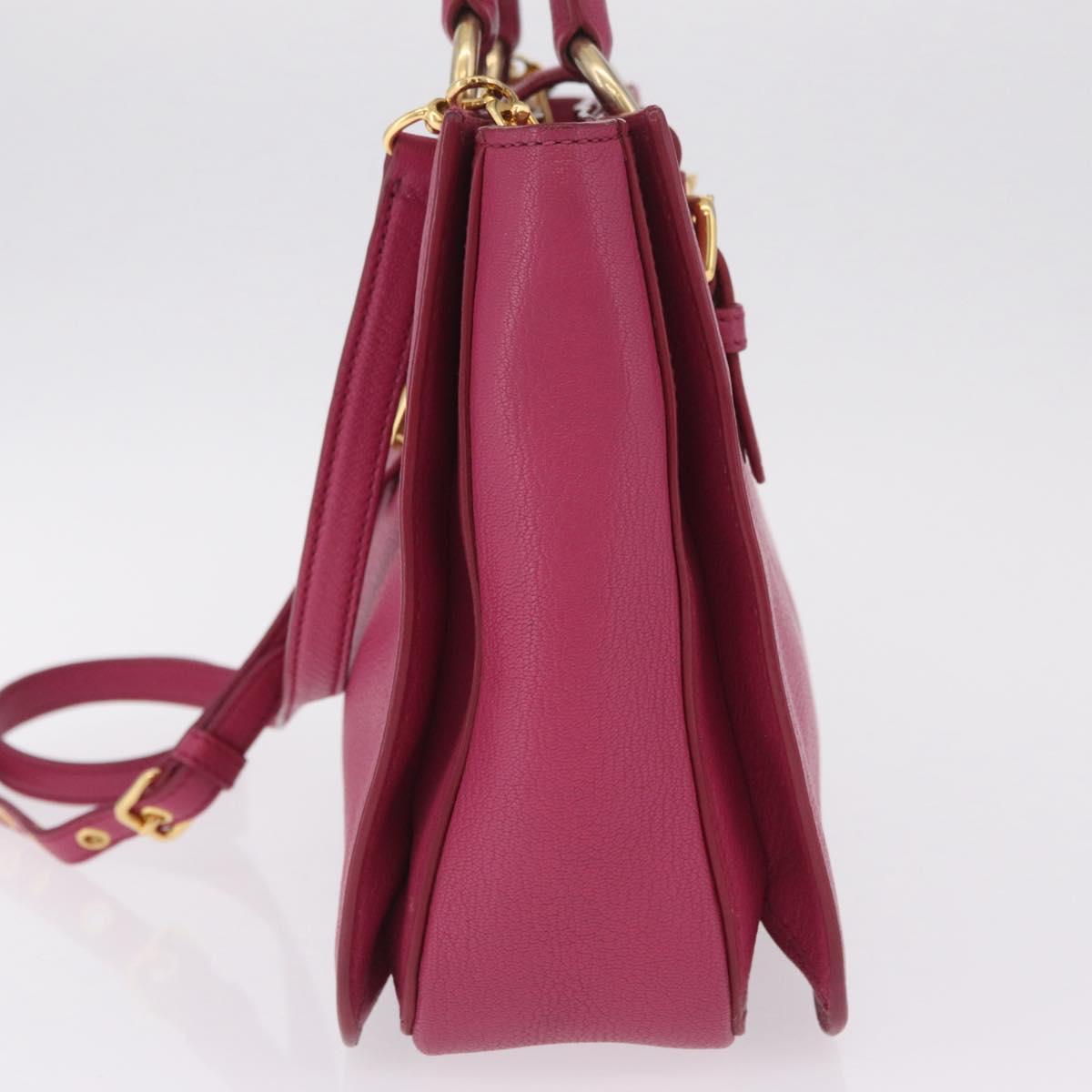 Miu Miu Madras Hand Bag Leather 2way Pink Gold Auth 210886A