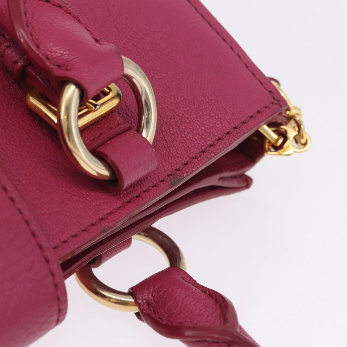 Miu Miu Madras Hand Bag Leather 2way Pink Gold Auth 210886A