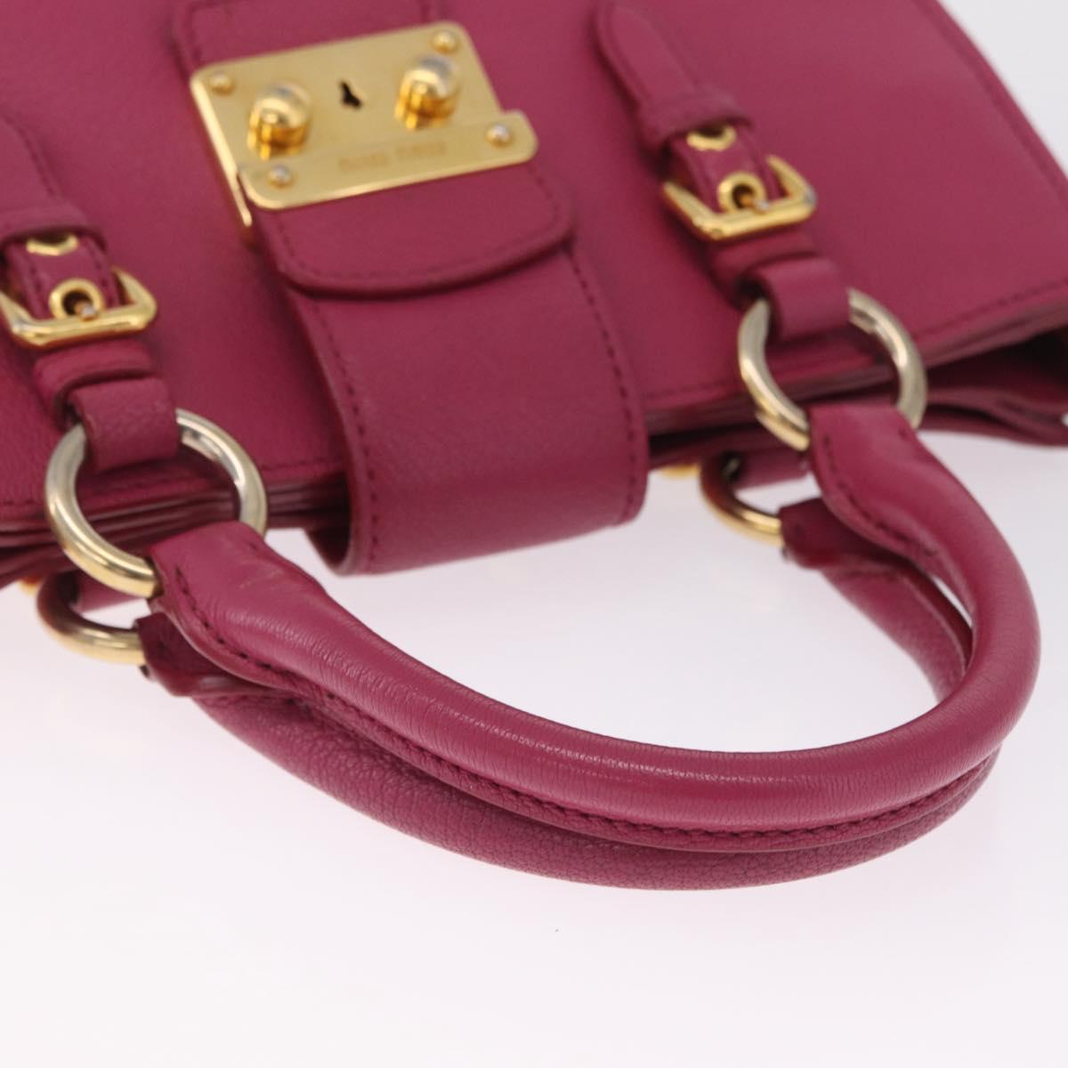 Miu Miu Madras Hand Bag Leather 2way Pink Gold Auth 210886A