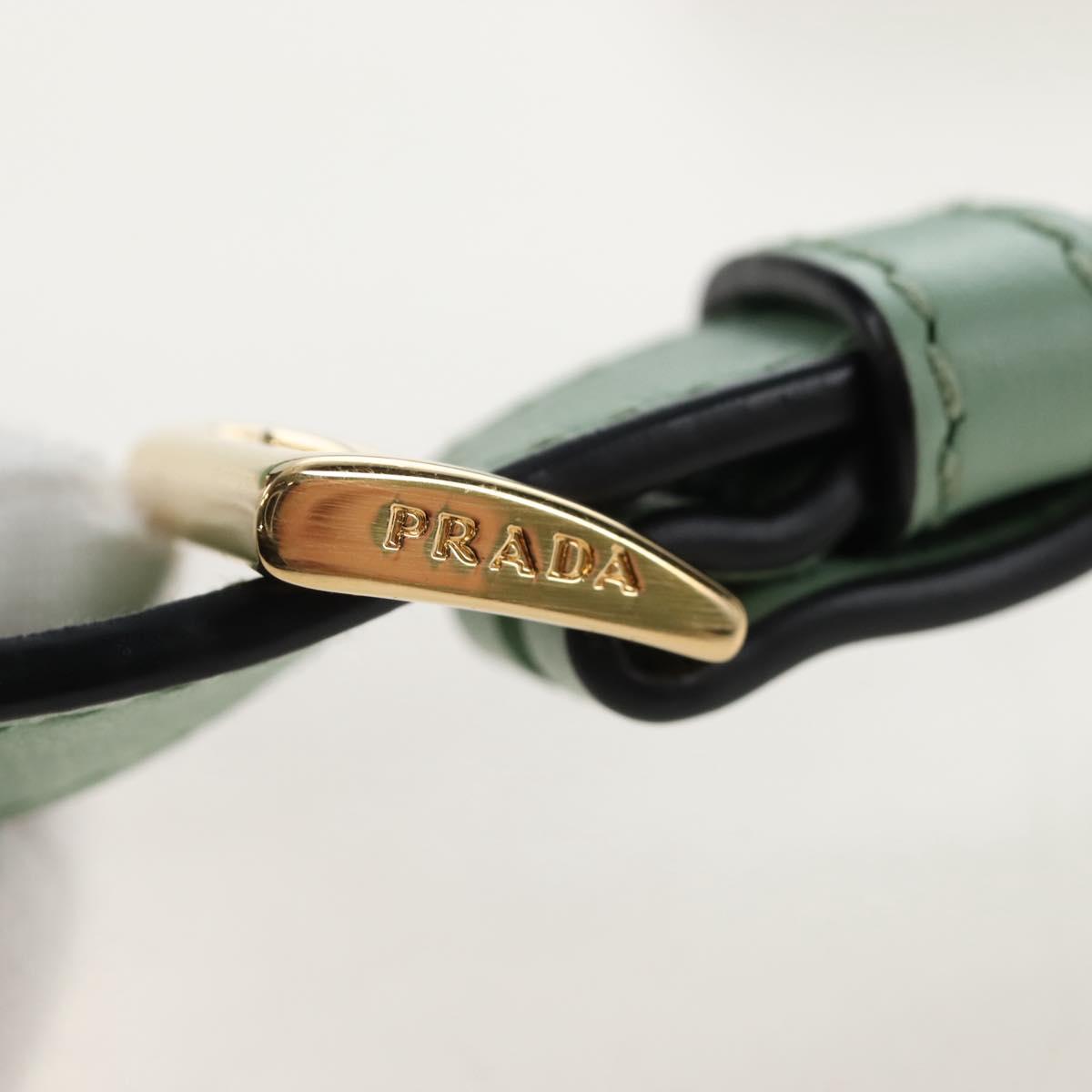 PRADA Shoulder Bag Leather 2way Green Gold Tone Auth 210888SAM