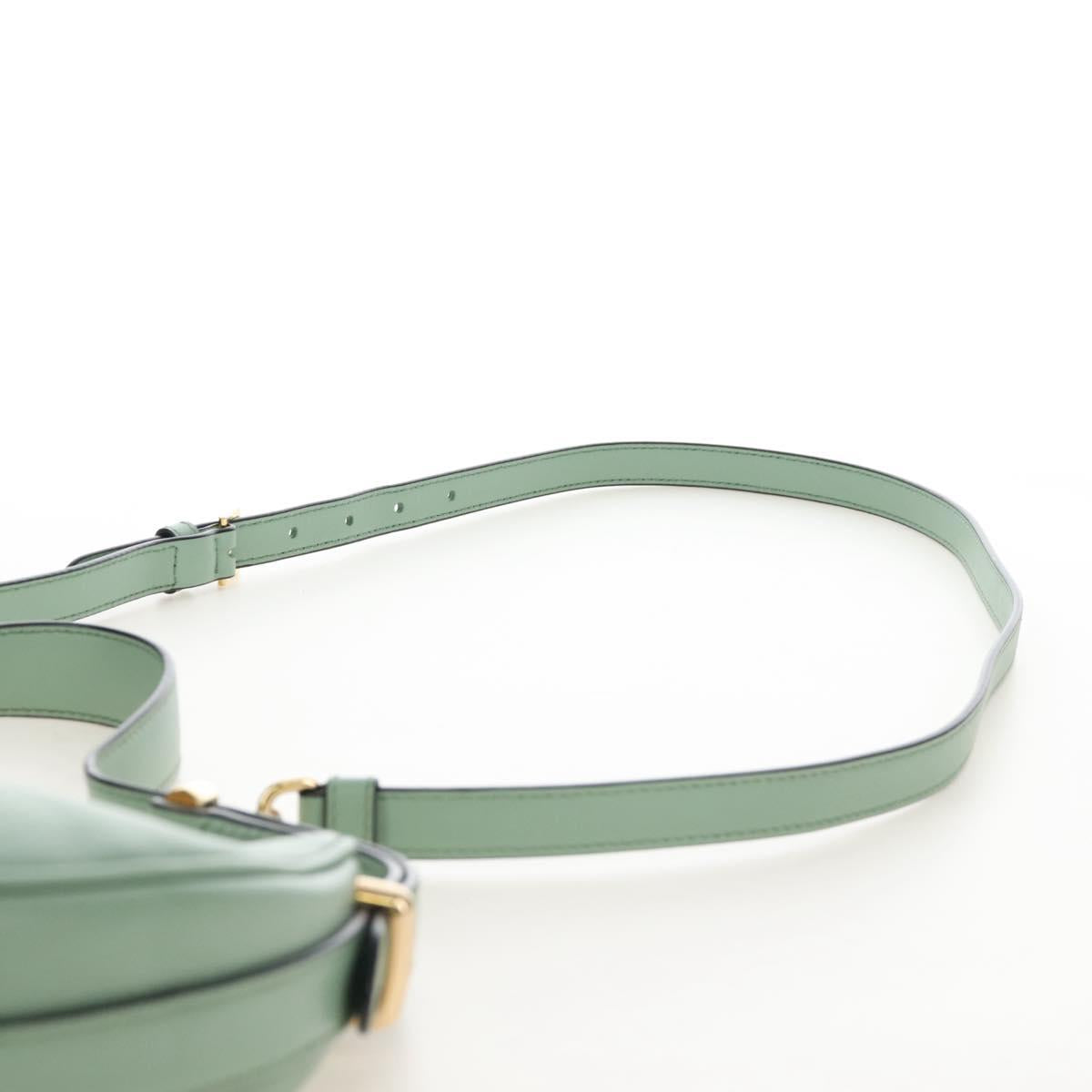 PRADA Shoulder Bag Leather 2way Green Gold Tone Auth 210888SAM