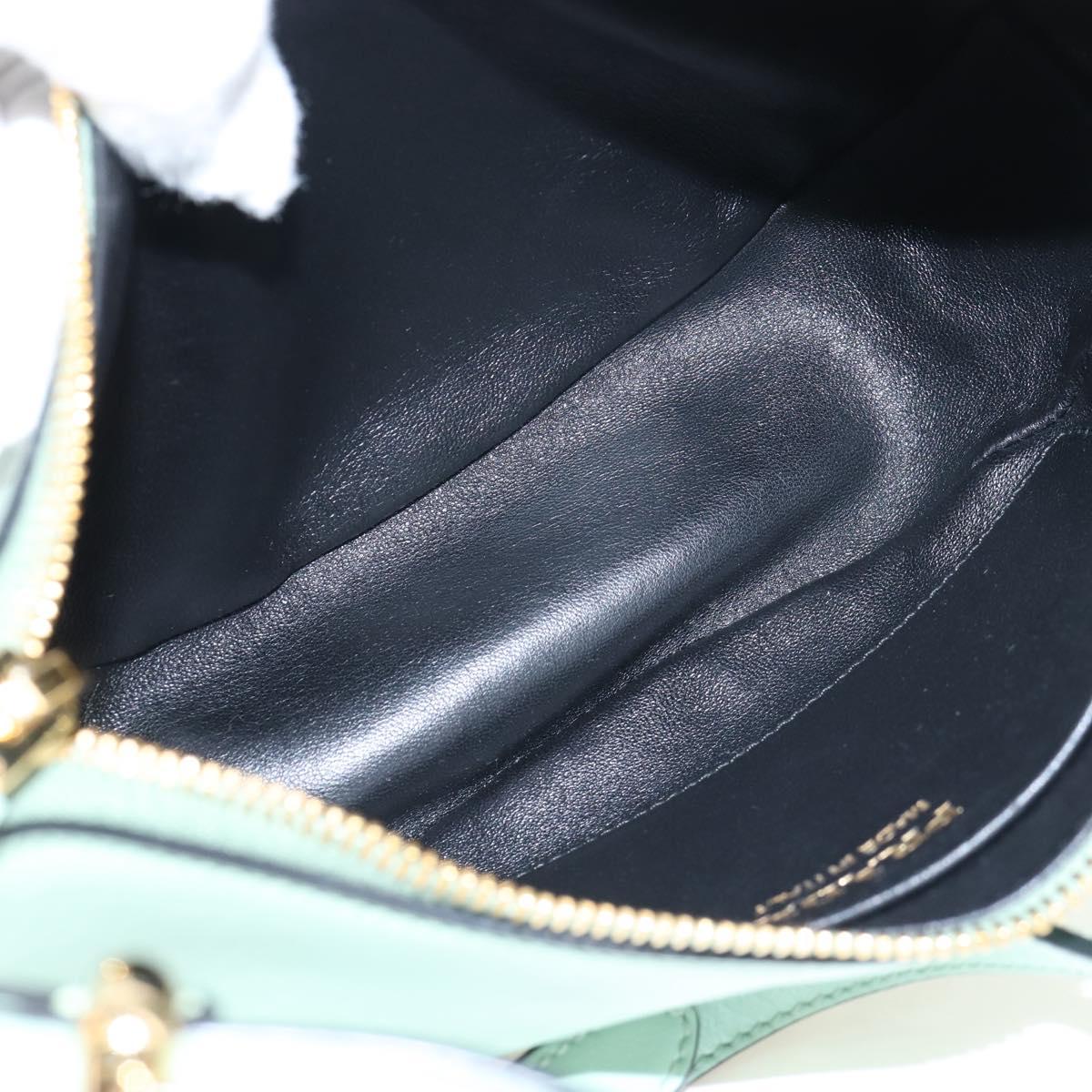 PRADA Shoulder Bag Leather 2way Green Gold Tone Auth 210888SAM