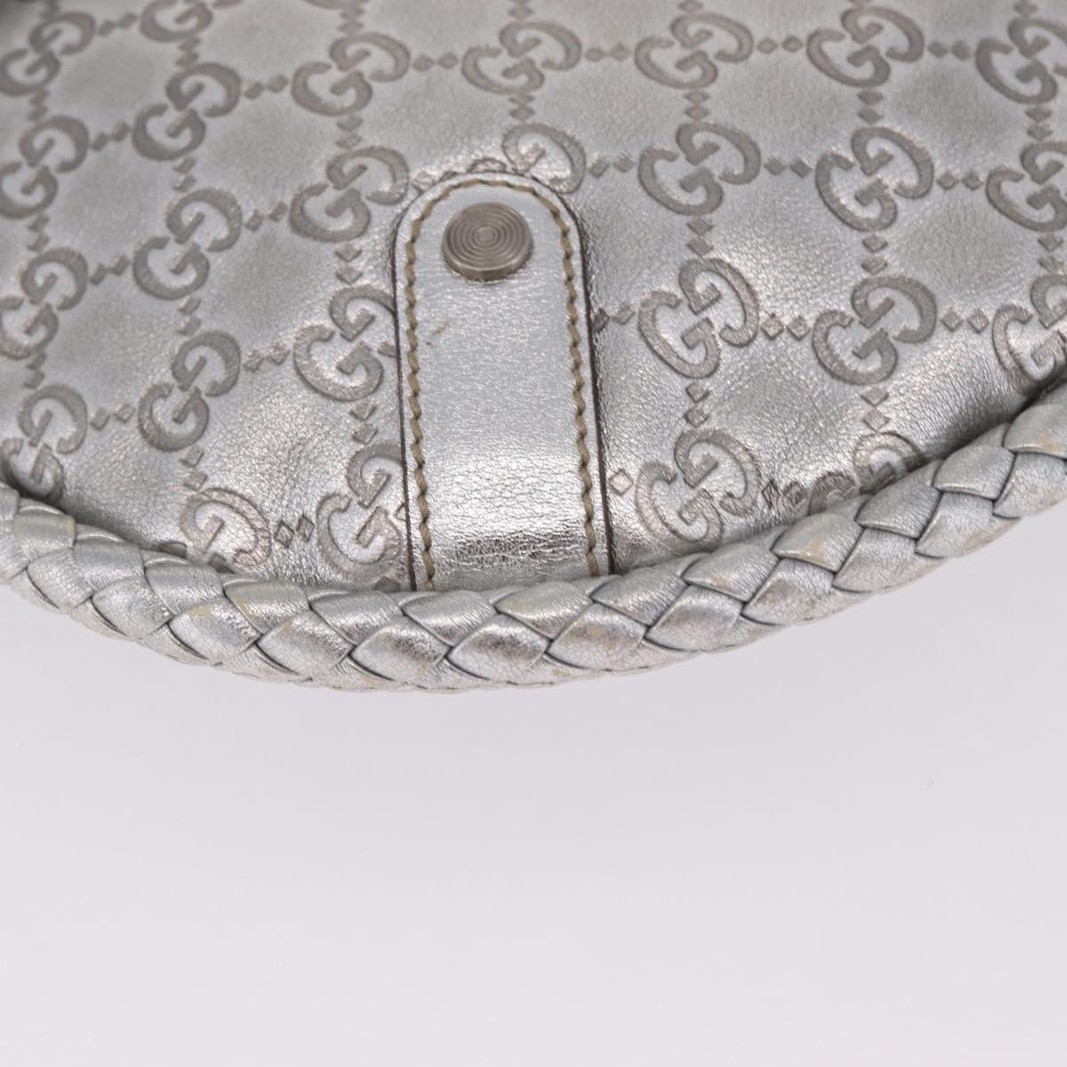 GUCCI GG Canvas Guccissima Britt Shoulder Bag Leather Silver 167732 Auth 210889V
