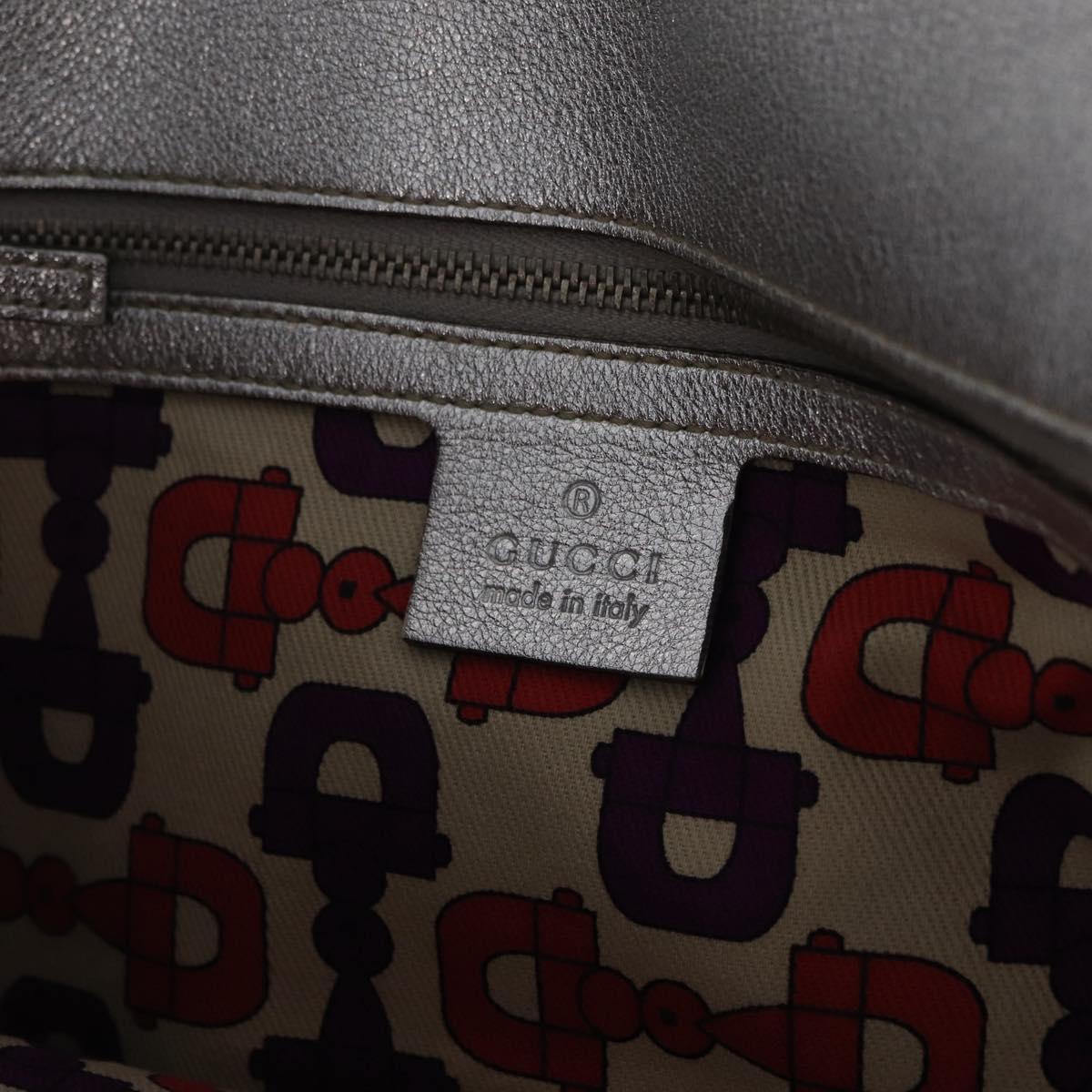 GUCCI GG Canvas Guccissima Britt Shoulder Bag Leather Silver 167732 Auth 210889V