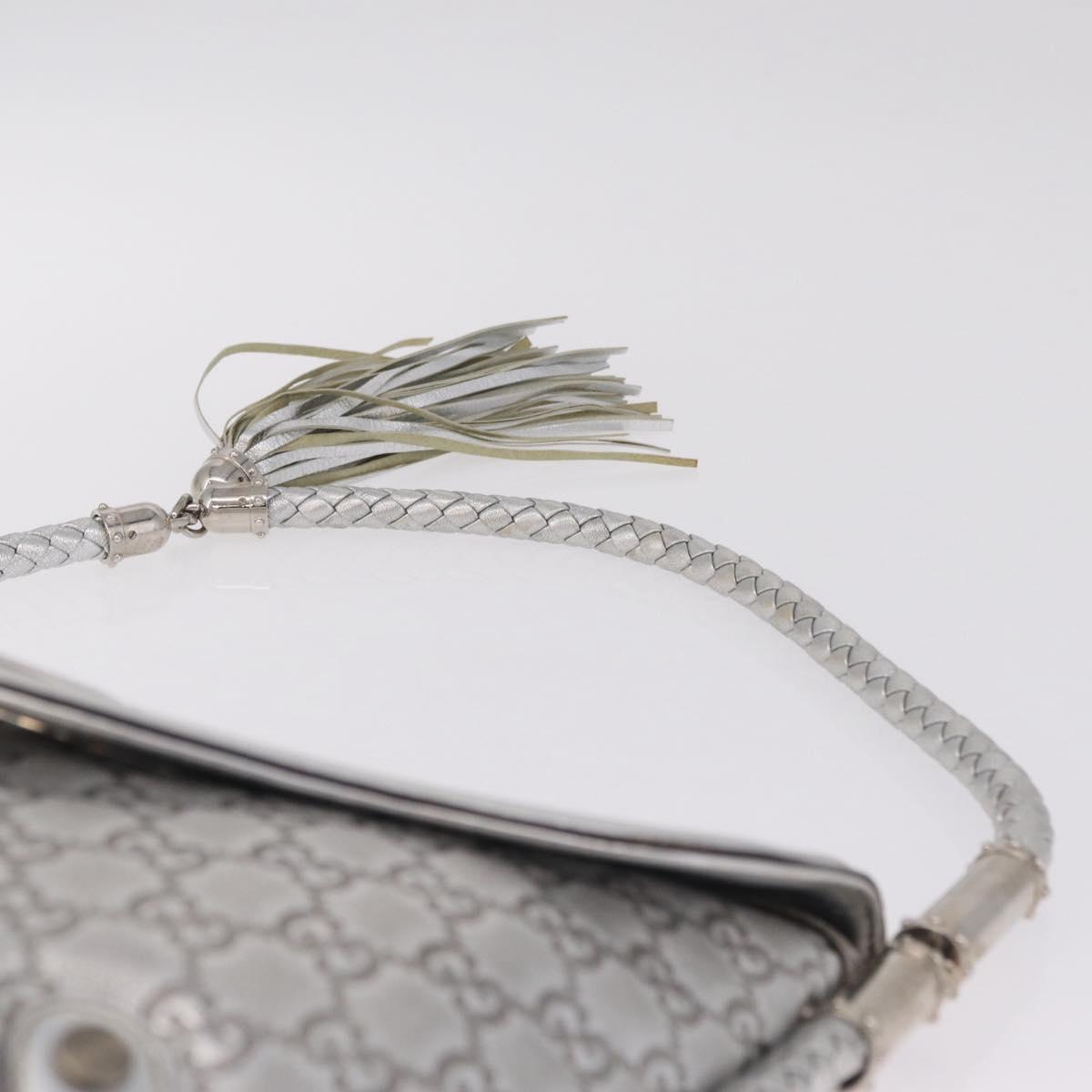 GUCCI GG Canvas Guccissima Britt Shoulder Bag Leather Silver 167732 Auth 210889V