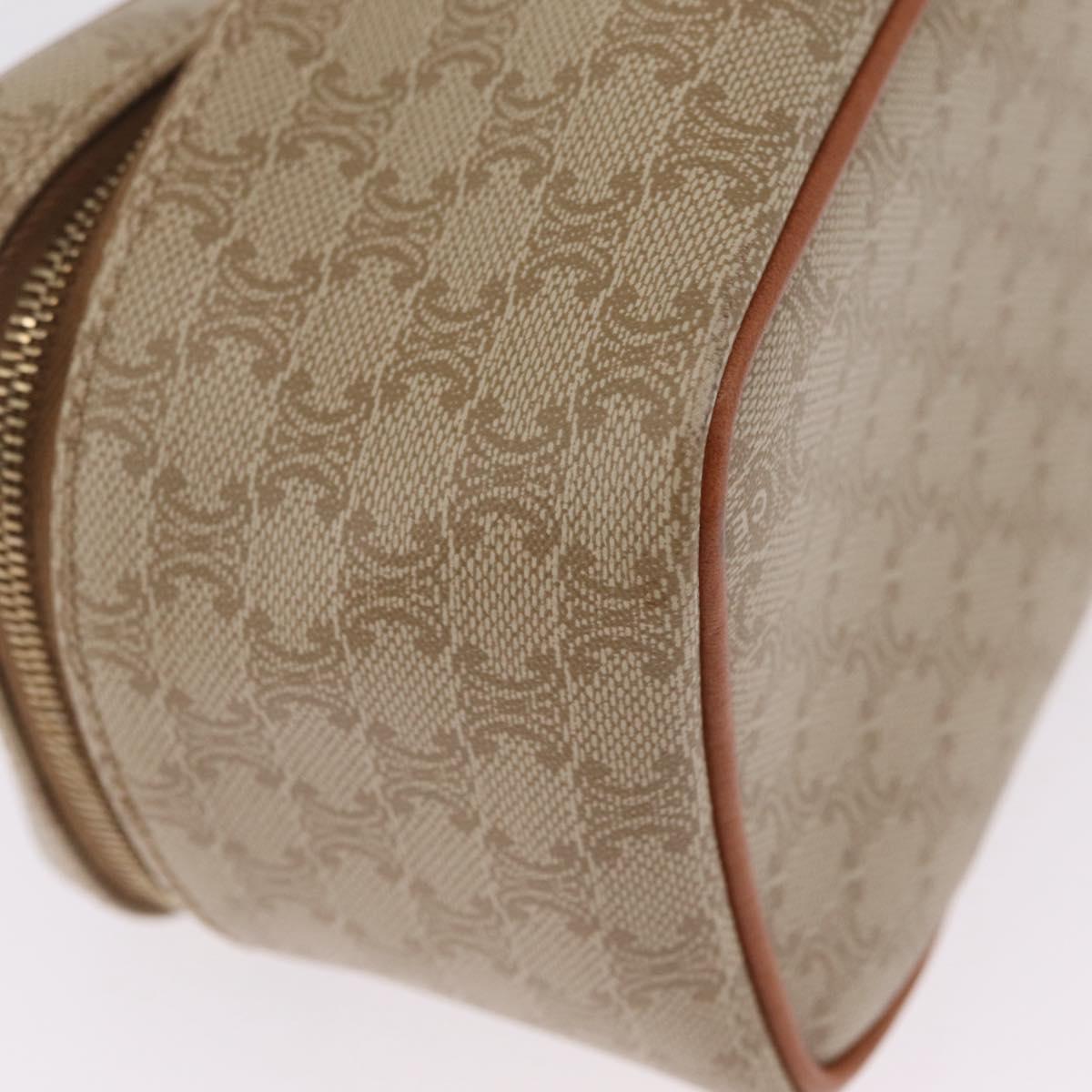 CELINE Macadam Canvas Vanity Hand Bag PVC Beige Gold Auth 210891V