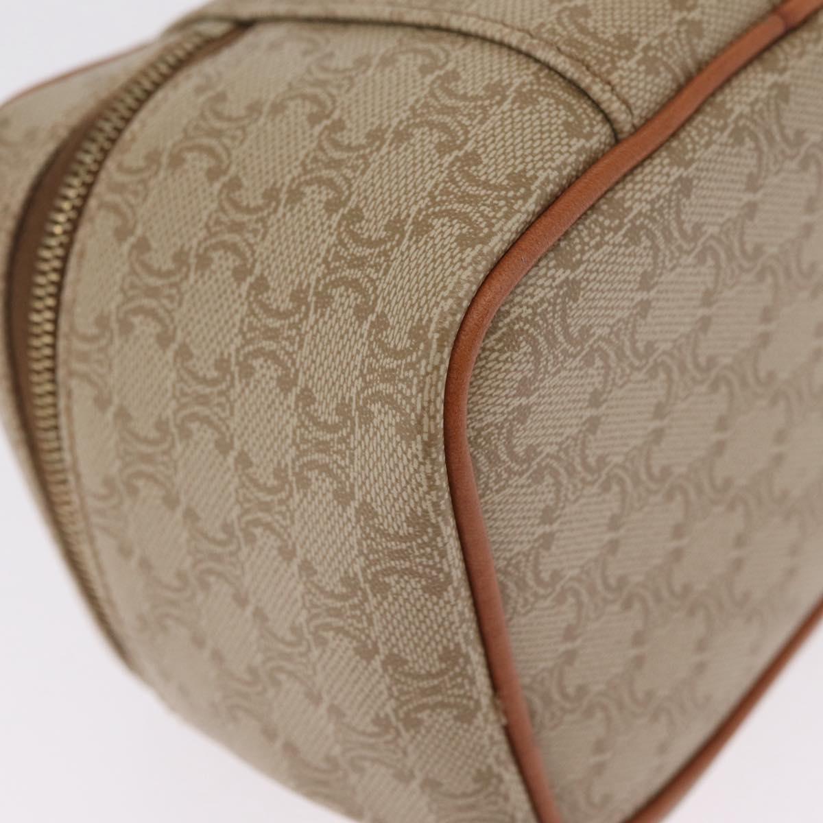 CELINE Macadam Canvas Vanity Hand Bag PVC Beige Gold Auth 210891V