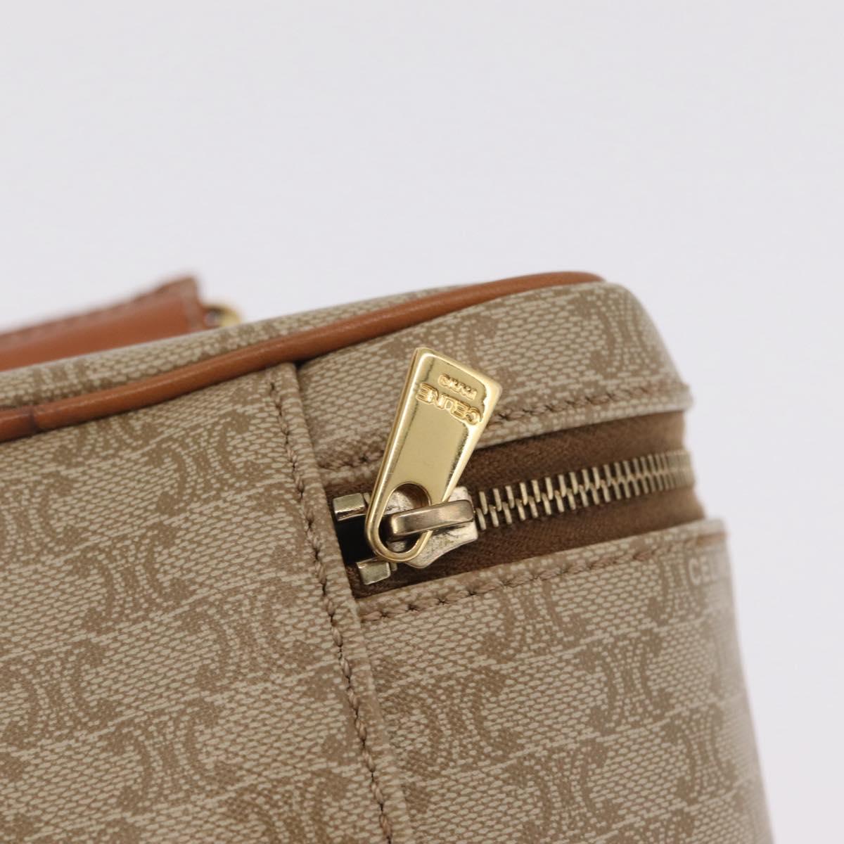 CELINE Macadam Canvas Vanity Hand Bag PVC Beige Gold Auth 210891V