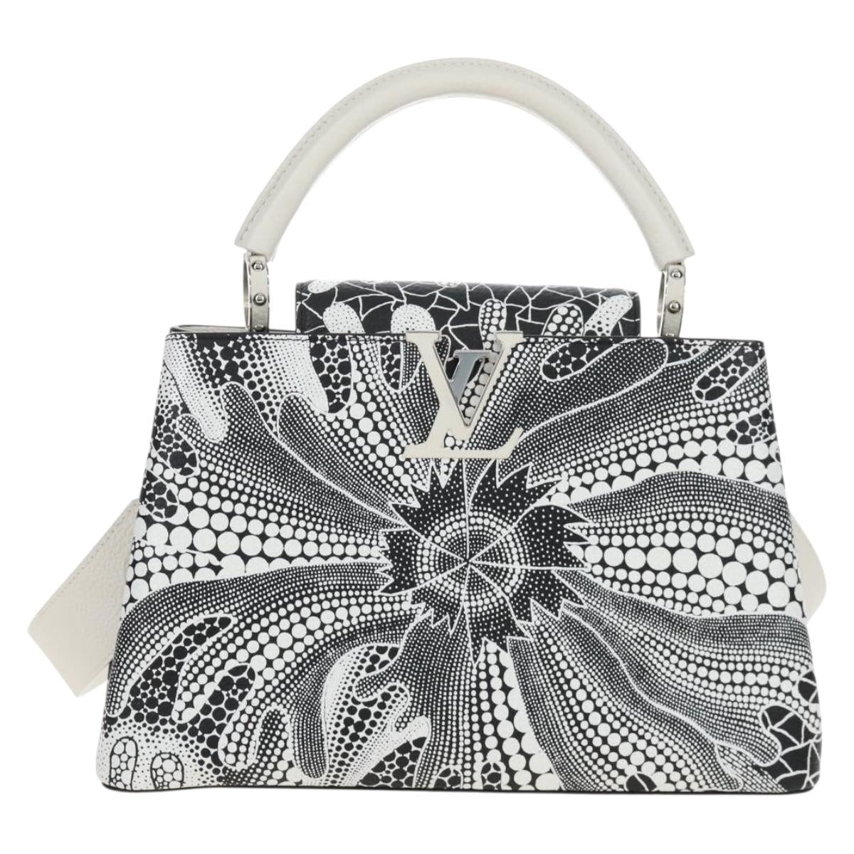 LOUIS VUITTON x YK Capsine MM Hand Bag Leather White Silver M21705 Auth 210898SM