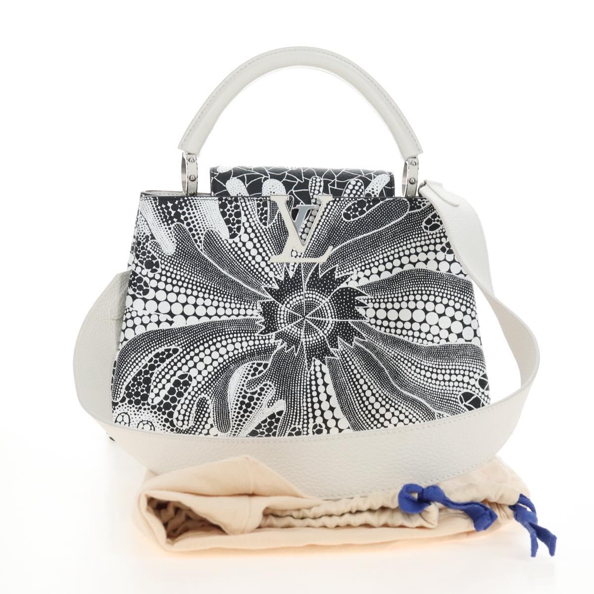 LOUIS VUITTON x YK Capsine MM Hand Bag Leather White Silver M21705 Auth 210898SM