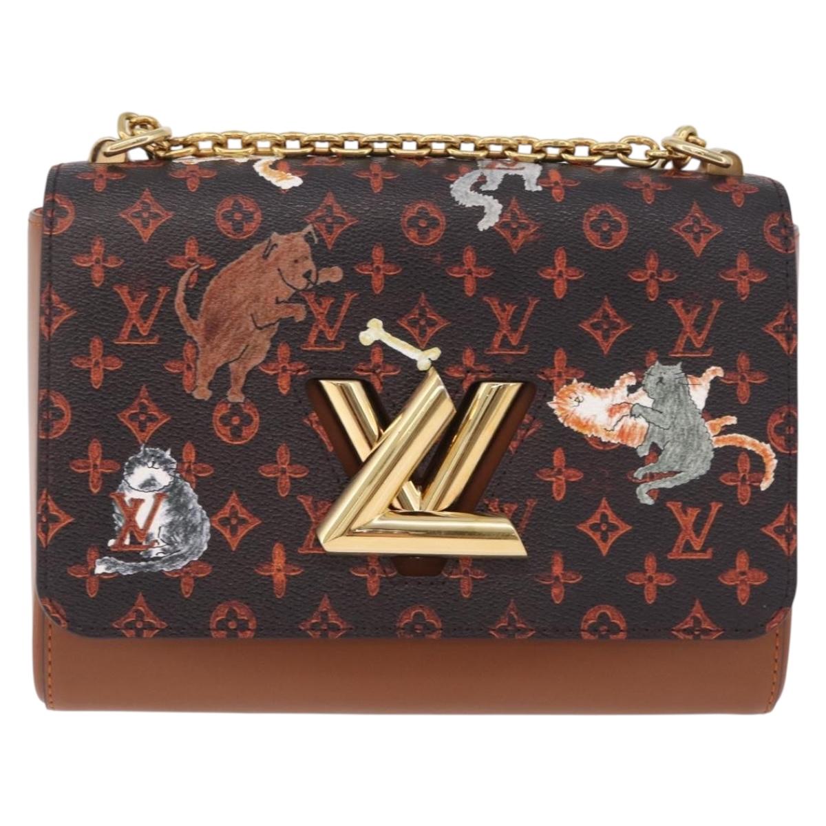 LOUIS VUITTON Catgram Sac Twist MM Shoulder Bag Marron M44408 LV Auth 210899SAM