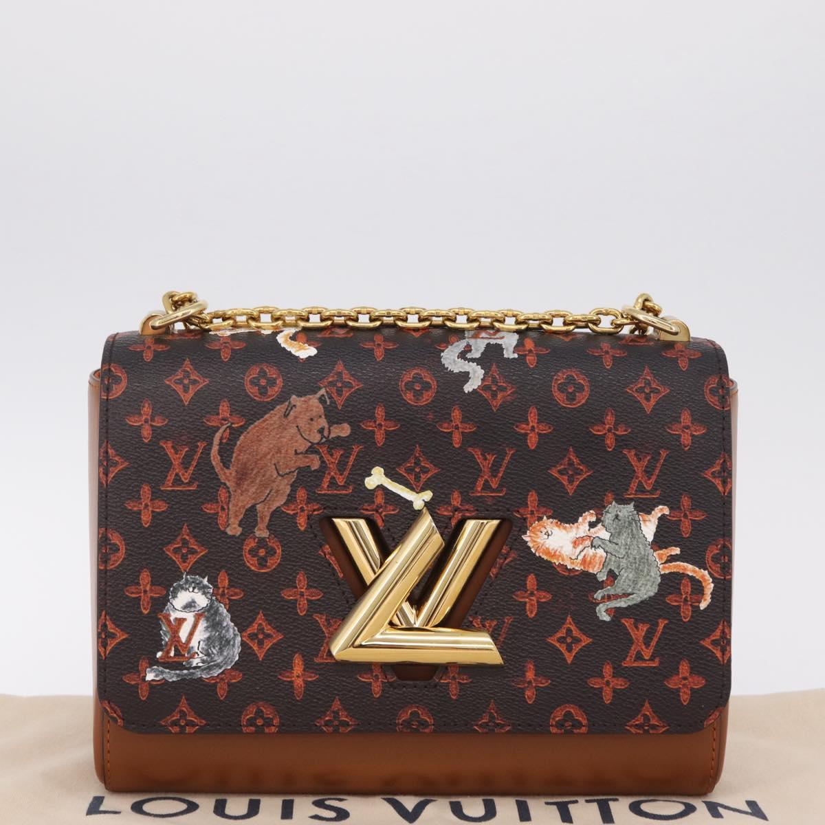 LOUIS VUITTON Catgram Sac Twist MM Shoulder Bag Marron M44408 LV Auth 210899SAM