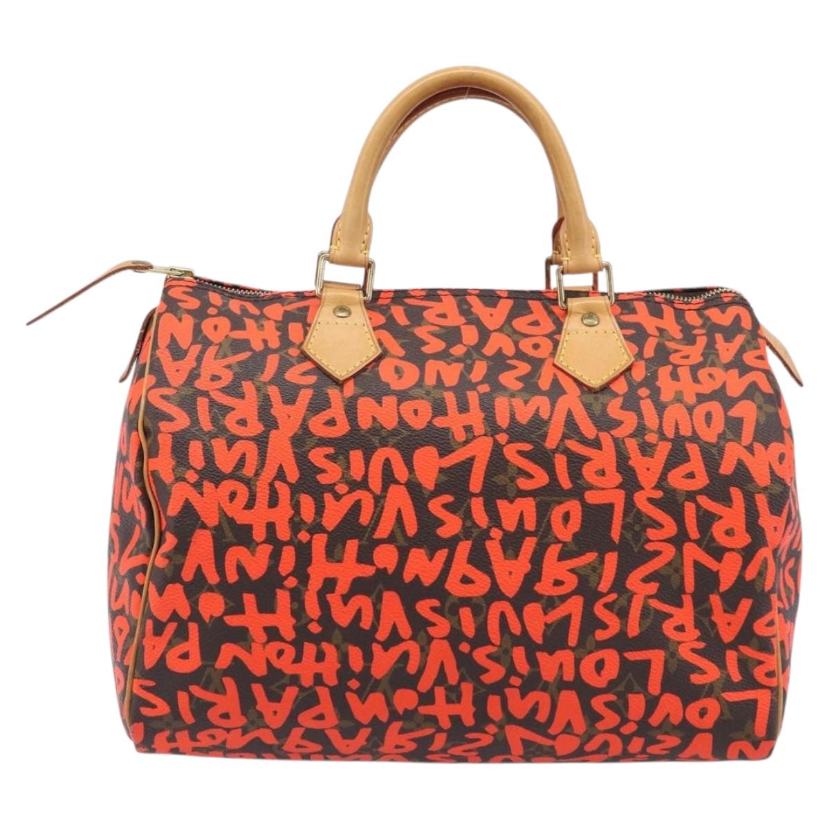 LOUIS VUITTON Monogram Graffiti Speedy 30 Bag Orange M93705 LV Auth 210903SAV
