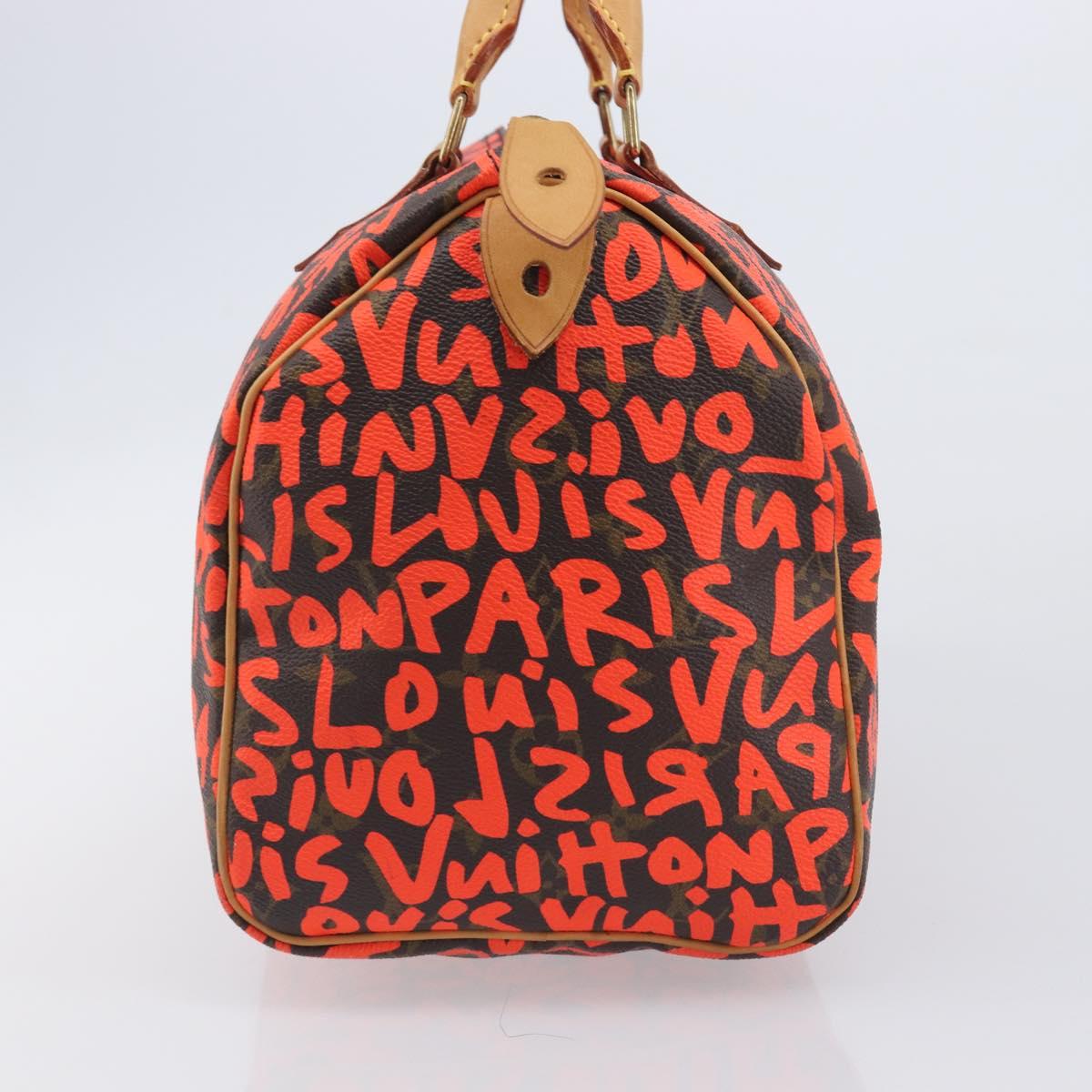 LOUIS VUITTON Monogram Graffiti Speedy 30 Bag Orange M93705 LV Auth 210903SAV