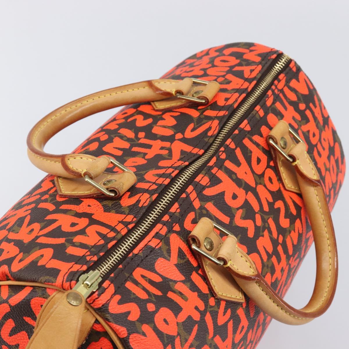 LOUIS VUITTON Monogram Graffiti Speedy 30 Bag Orange M93705 LV Auth 210903SAV