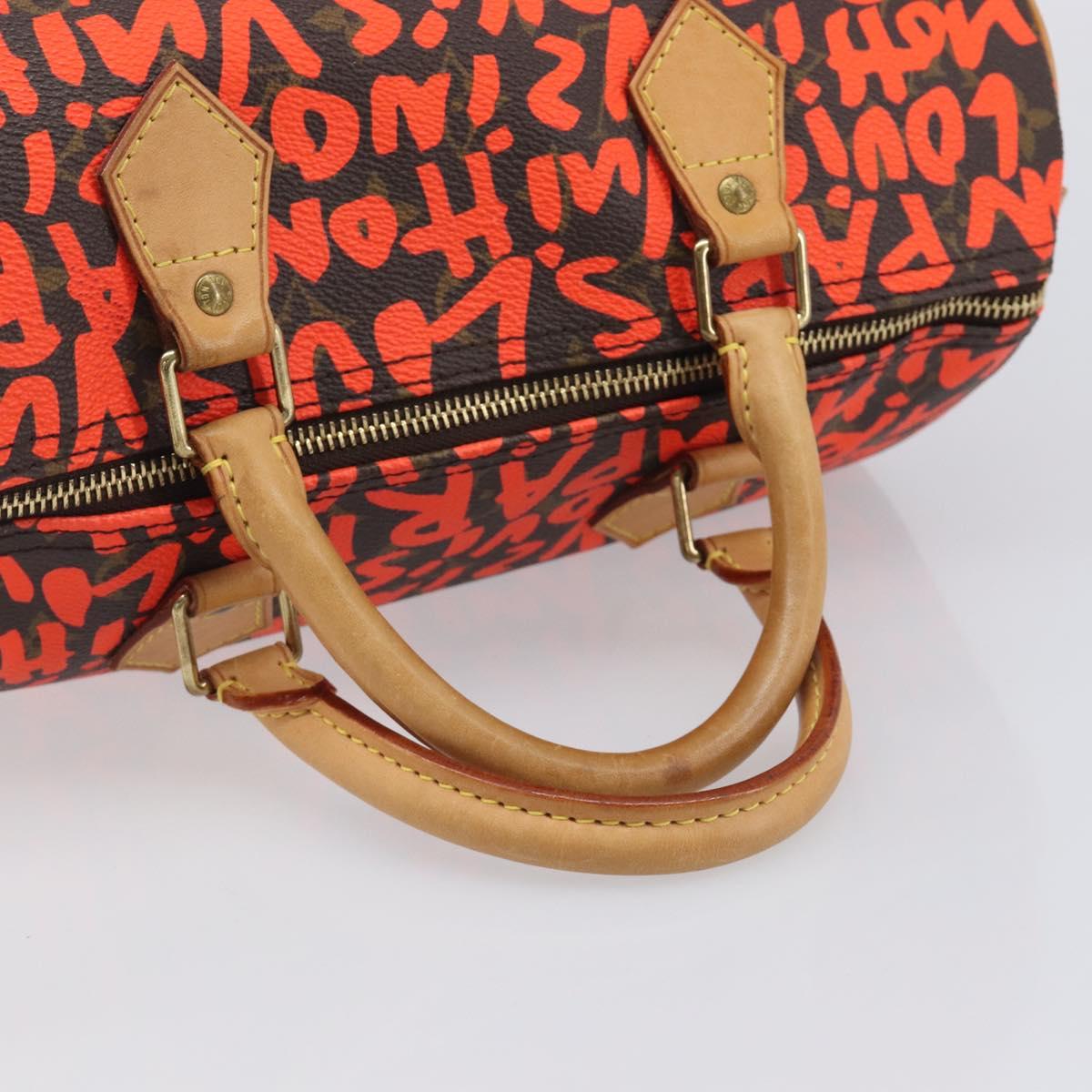 LOUIS VUITTON Monogram Graffiti Speedy 30 Bag Orange M93705 LV Auth 210903SAV