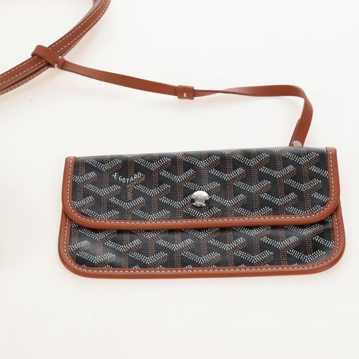 Goyard Herringbone Saint Louis PM Tote Bag PVC Leather Brown Auth 210904SAM