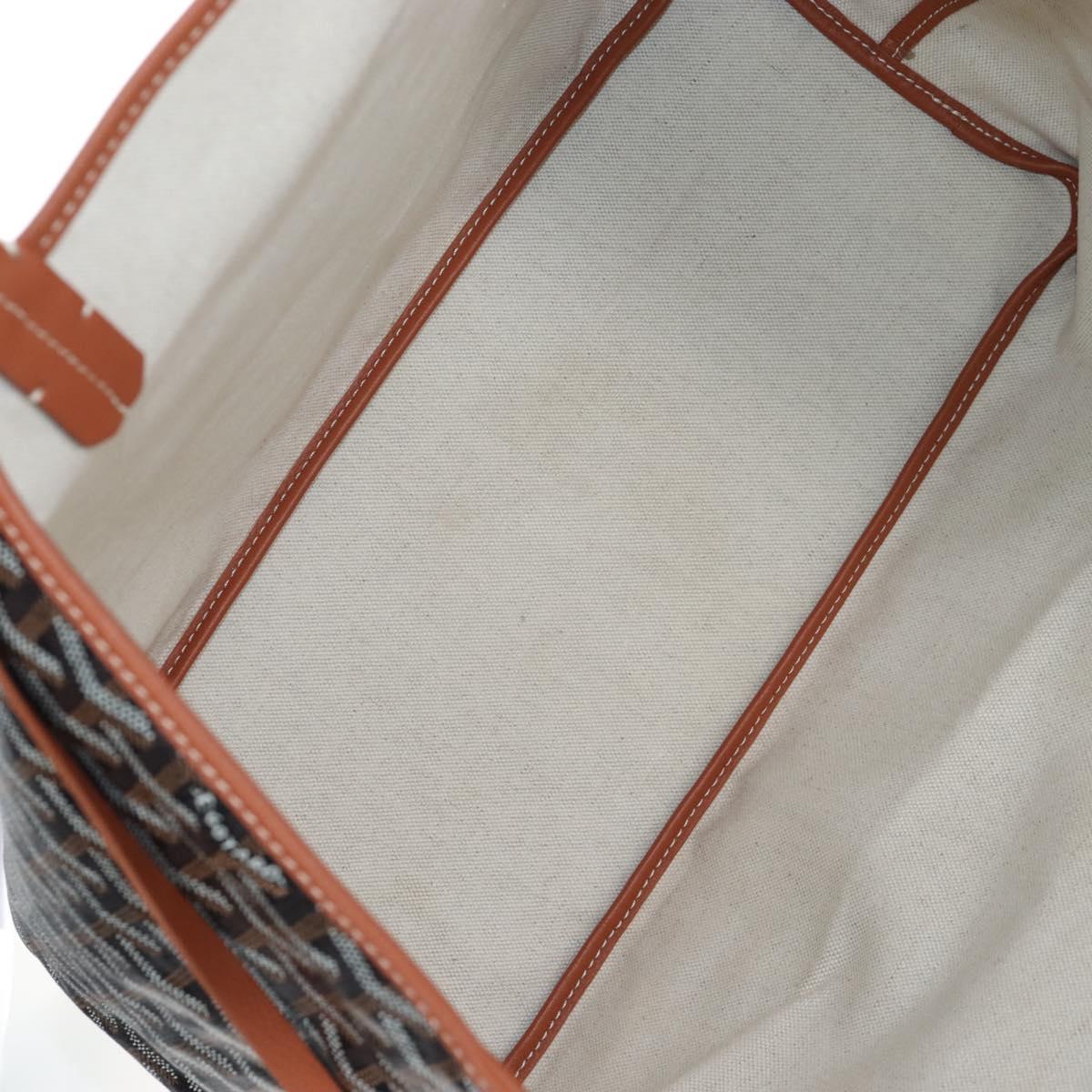 Goyard Herringbone Saint Louis PM Tote Bag PVC Leather Brown Auth 210904SAM