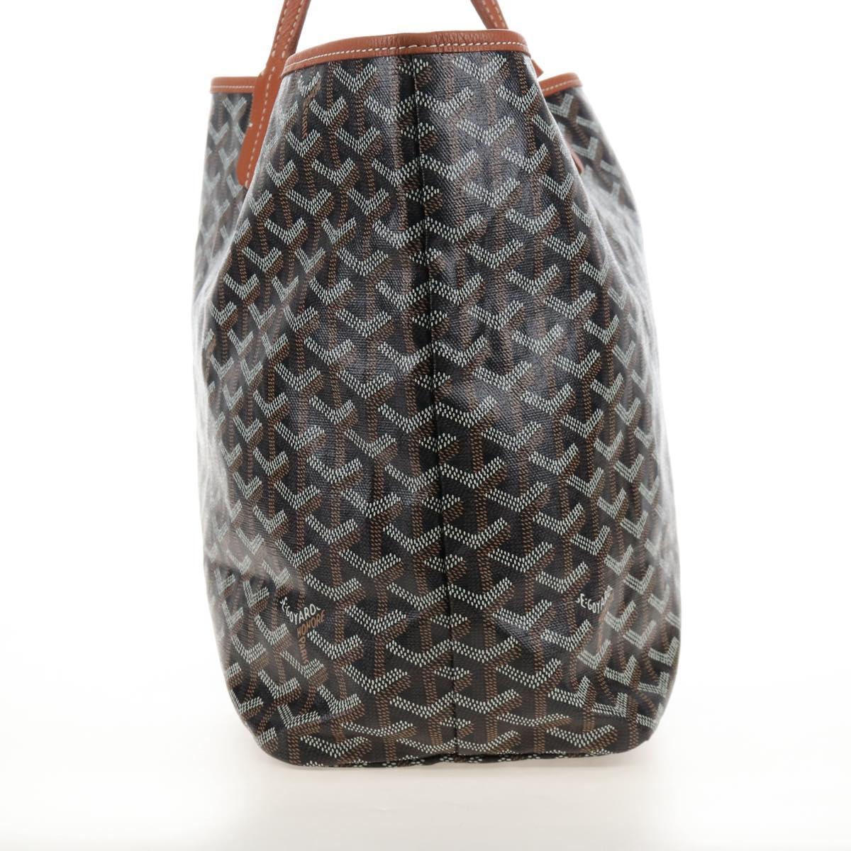 Goyard Herringbone Saint Louis PM Tote Bag PVC Leather Brown Auth 210904SAM