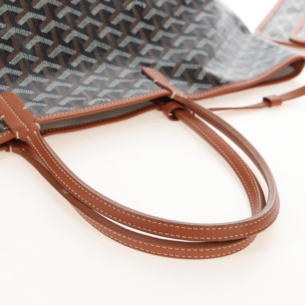 Goyard Herringbone Saint Louis PM Tote Bag PVC Leather Brown Auth 210904SAM