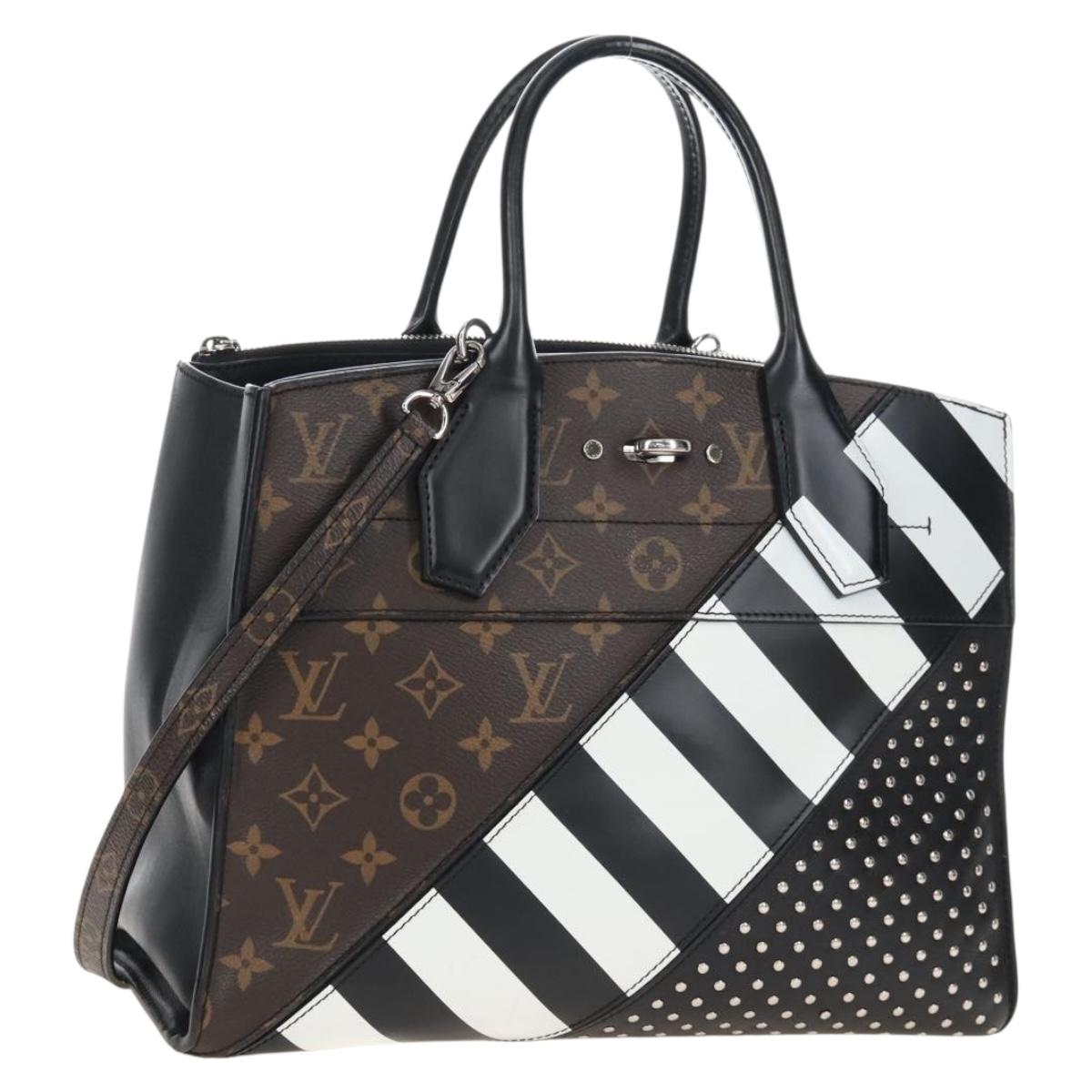 LOUIS VUITTON Monogram City Steamer MM Hand Bag Noir Silver M42347 Auth 210906SM