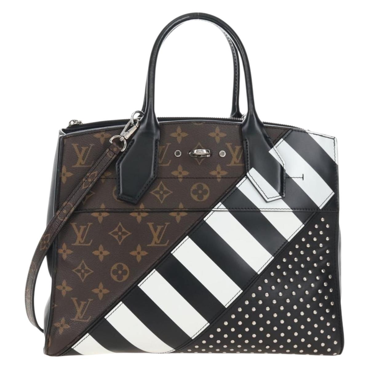 LOUIS VUITTON Monogram City Steamer MM Hand Bag Noir Silver M42347 Auth 210906SM