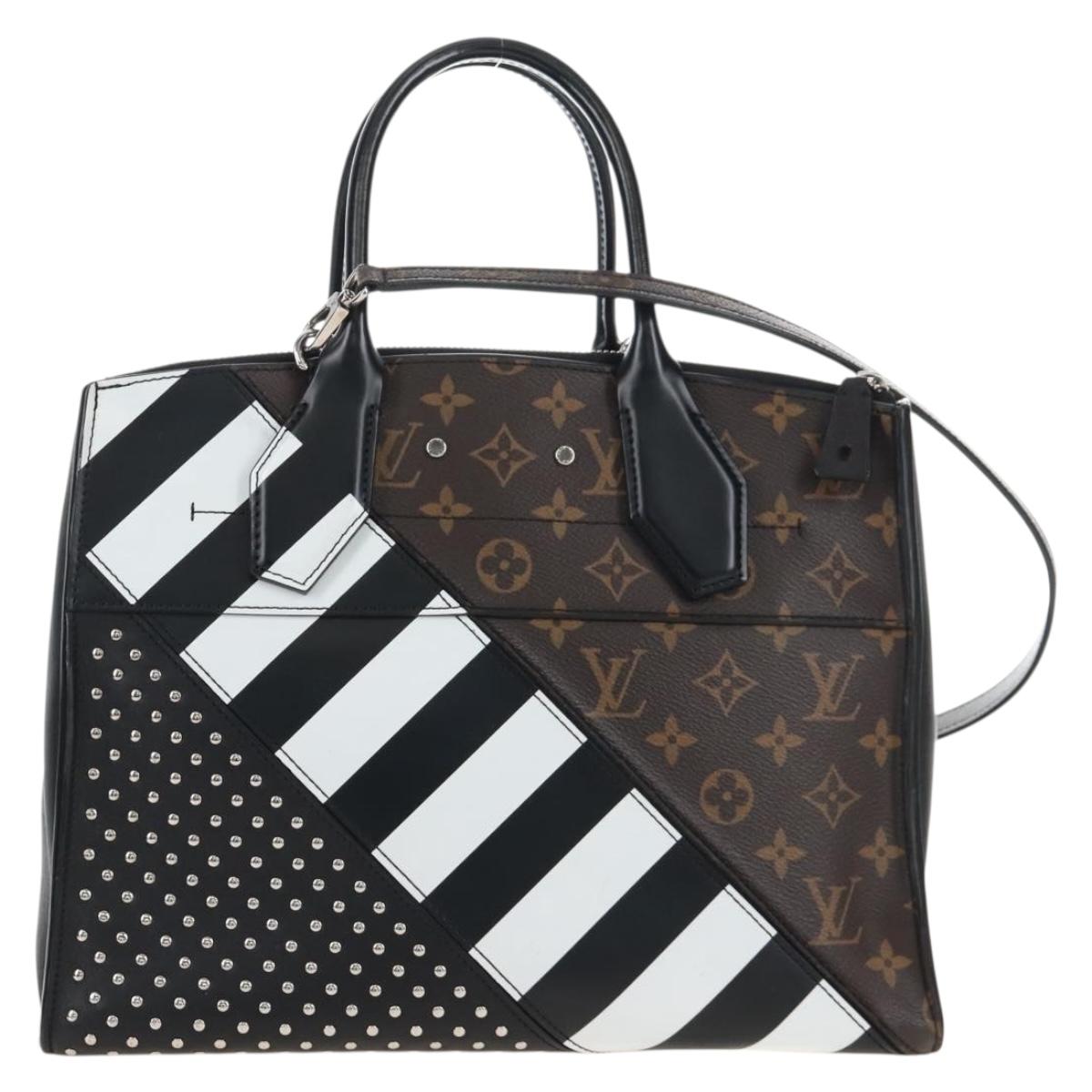 LOUIS VUITTON Monogram City Steamer MM Hand Bag Noir Silver M42347 Auth 210906SM
