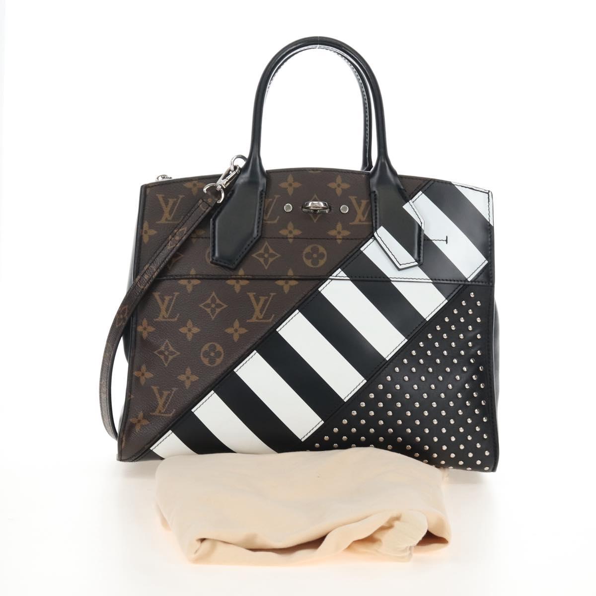 LOUIS VUITTON Monogram City Steamer MM Hand Bag Noir Silver M42347 Auth 210906SM