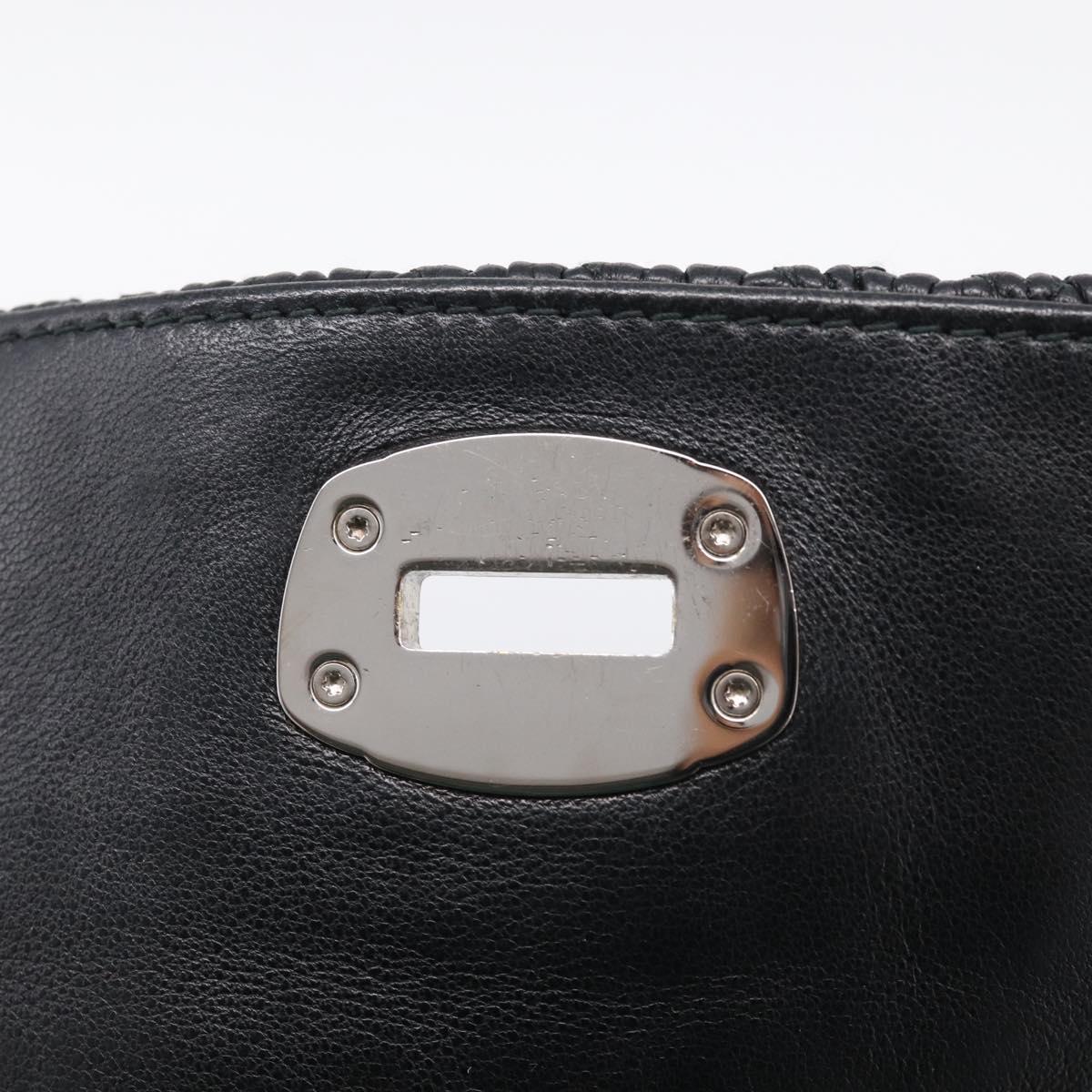 Miu Miu Gathered Chain Shoulder Bag Leather 2way Black Silver Auth 210909SAM