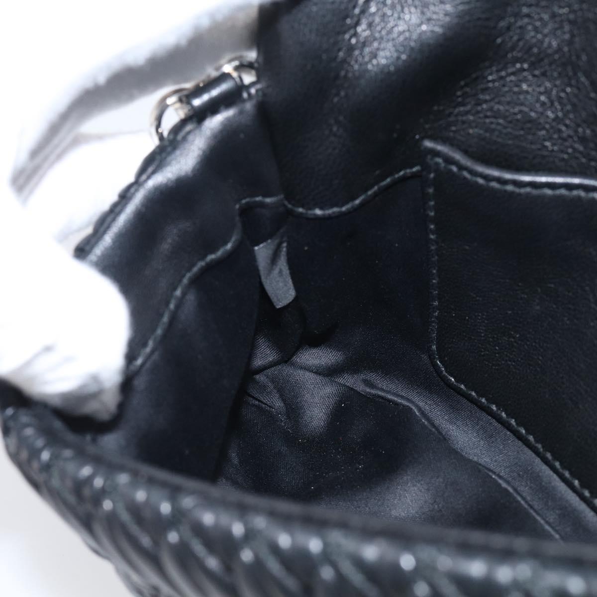 Miu Miu Gathered Chain Shoulder Bag Leather 2way Black Silver Auth 210909SAM