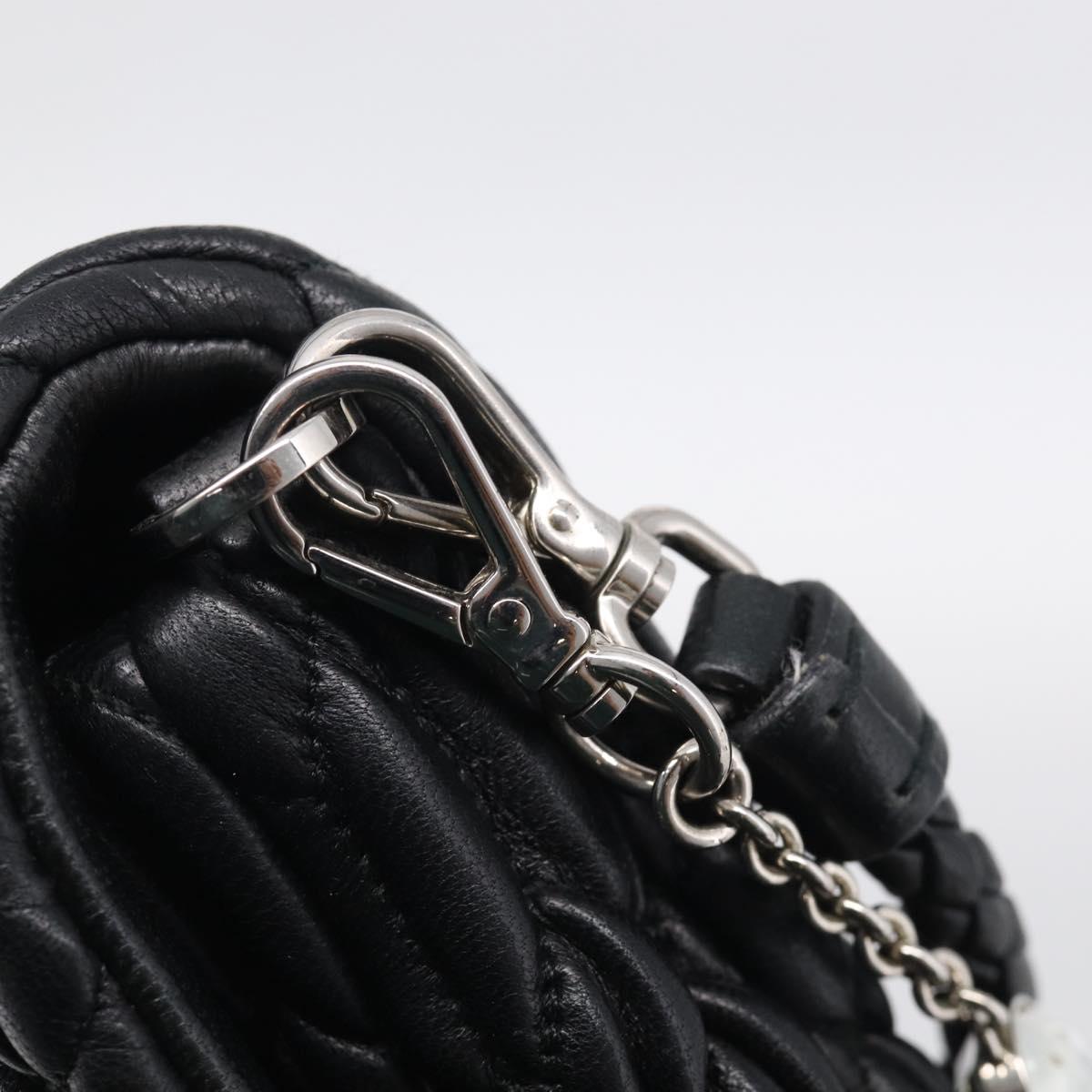 Miu Miu Gathered Chain Shoulder Bag Leather 2way Black Silver Auth 210909SAM