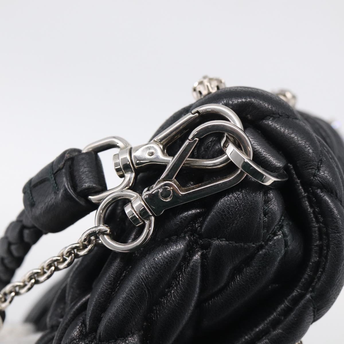 Miu Miu Gathered Chain Shoulder Bag Leather 2way Black Silver Auth 210909SAM