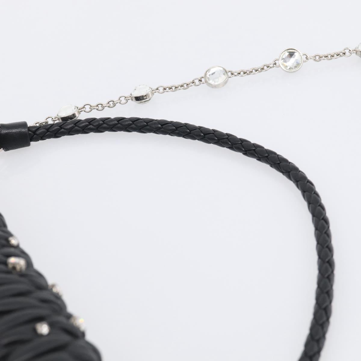 Miu Miu Gathered Chain Shoulder Bag Leather 2way Black Silver Auth 210909SAM