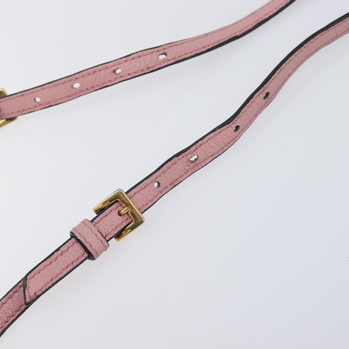 Miu Miu Madras Shoulder Bag Leather Pink Gold Auth 210911