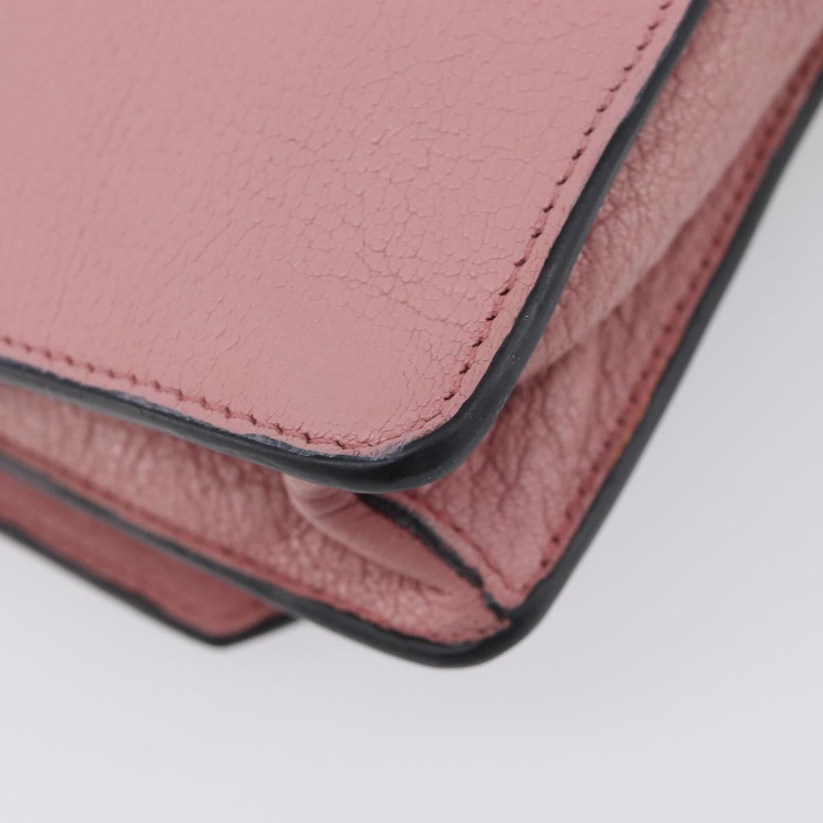 Miu Miu Madras Shoulder Bag Leather Pink Gold Auth 210911