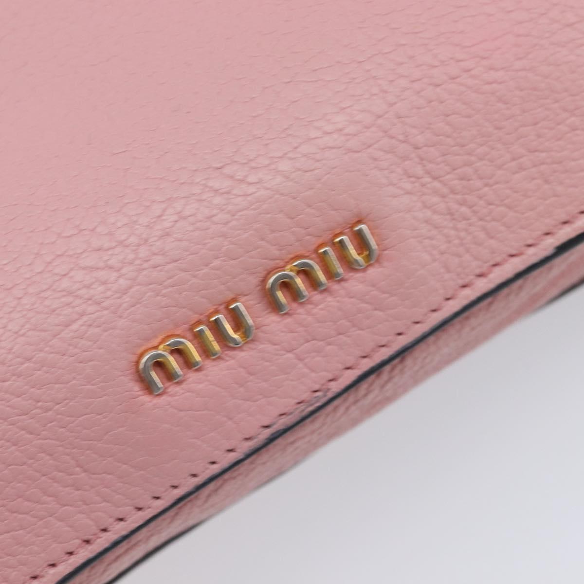Miu Miu Madras Shoulder Bag Leather Pink Gold Auth 210911