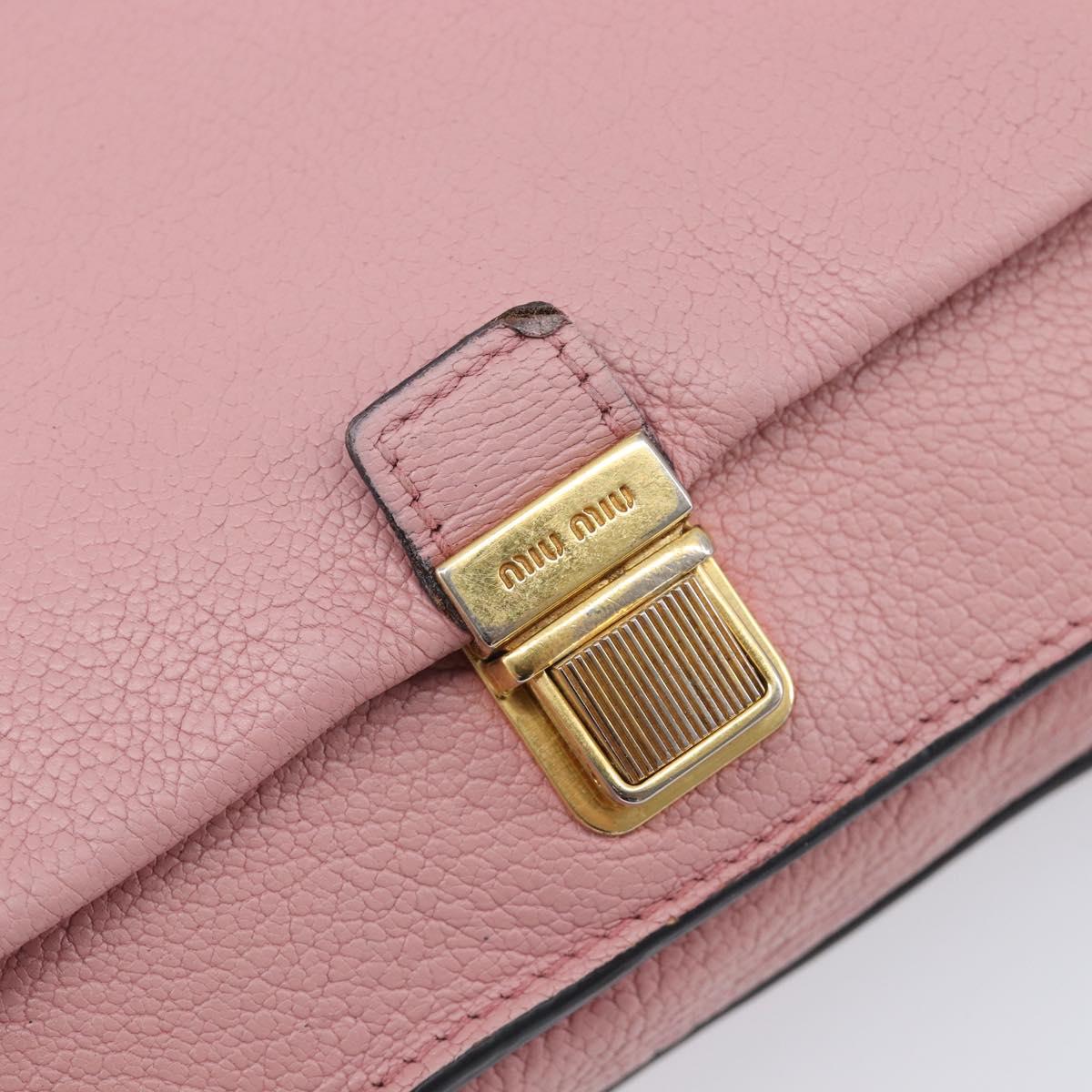 Miu Miu Madras Shoulder Bag Leather Pink Gold Auth 210911