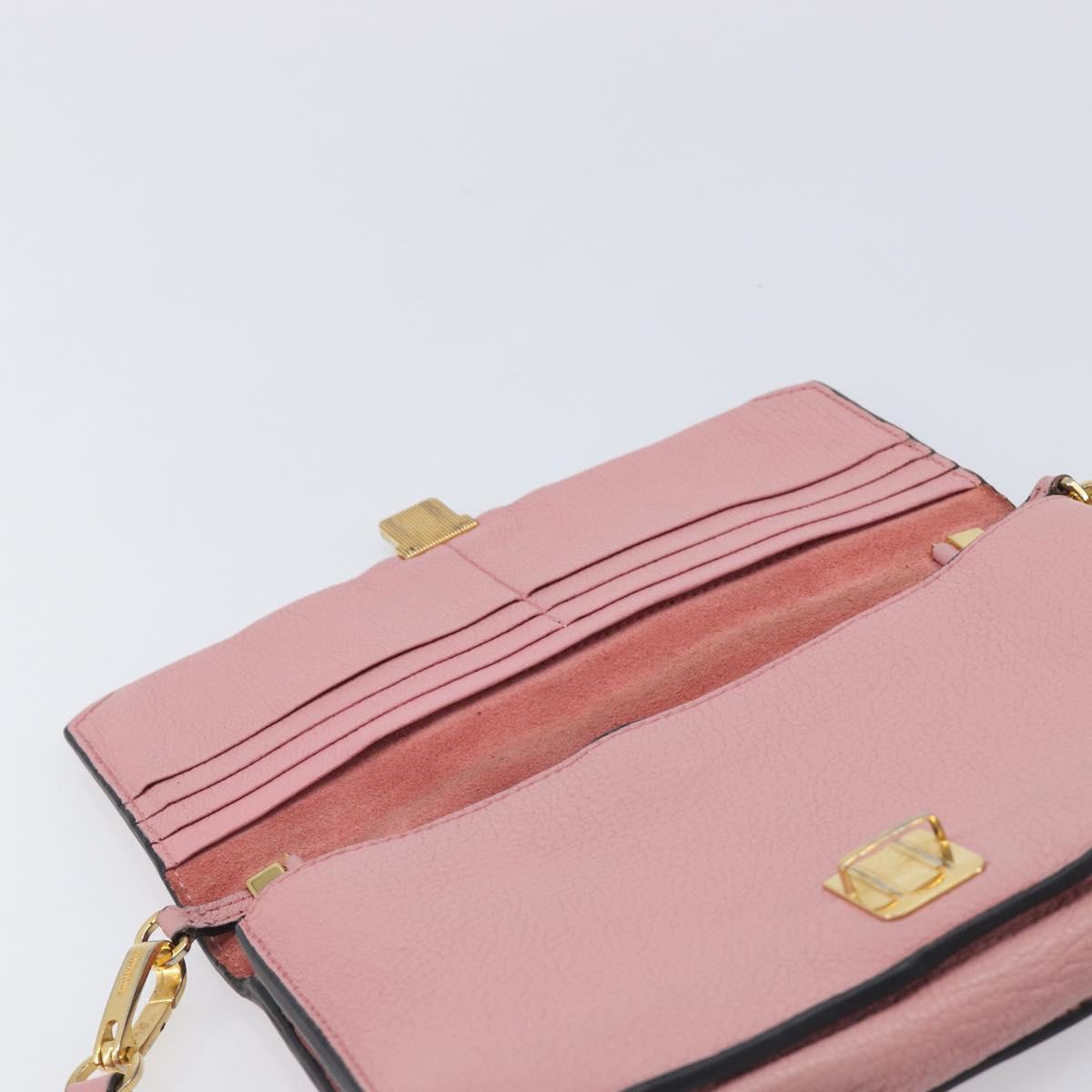 Miu Miu Madras Shoulder Bag Leather Pink Gold Auth 210911
