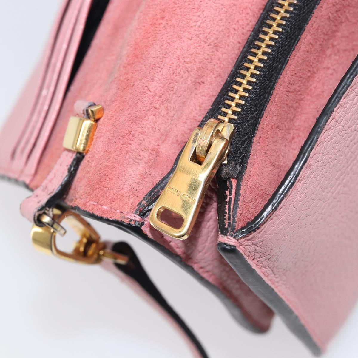 Miu Miu Madras Shoulder Bag Leather Pink Gold Auth 210911