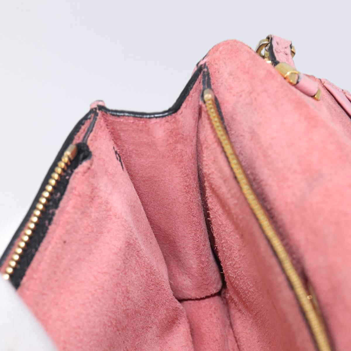 Miu Miu Madras Shoulder Bag Leather Pink Gold Auth 210911