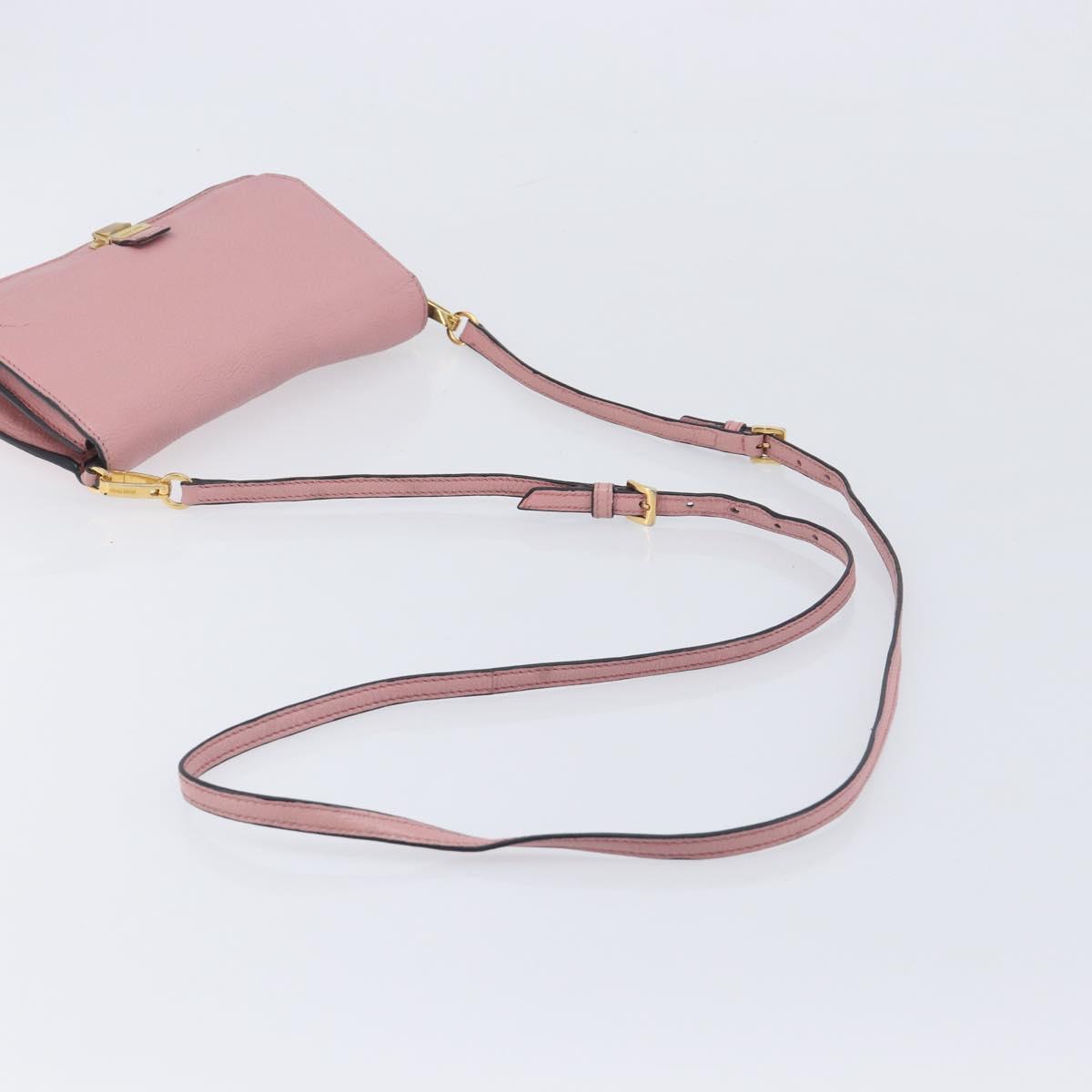 Miu Miu Madras Shoulder Bag Leather Pink Gold Auth 210911